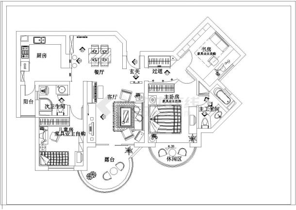 某地区花园式别墅建筑设计CAD施工图-图一