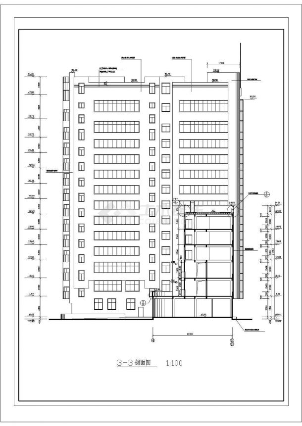 三星级宾馆建筑设计方案及施工全套CAD平面图-图二