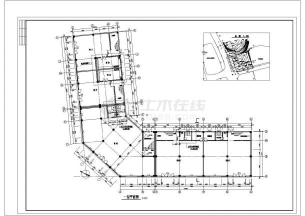 商业综合楼建筑施工及设计方案全套CAD平面图-图一