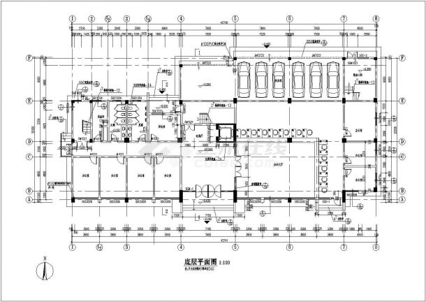 某地大型办公大楼框架结构建筑CAD设计图-图一