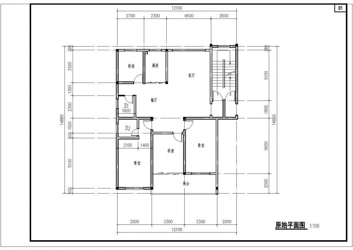 某住宅楼室内装修全套施工设计CAD图_图1