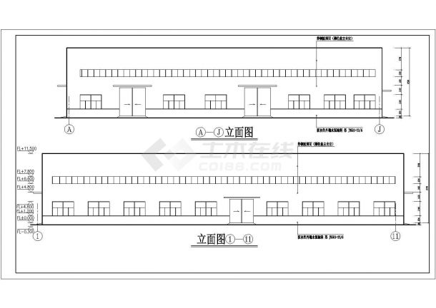 某市电器厂钢结构厂房建筑结构CAD设计施工图-图二