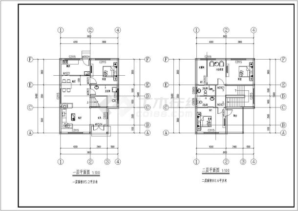 二层轻钢别墅施工图纸（含设计说明）-图二