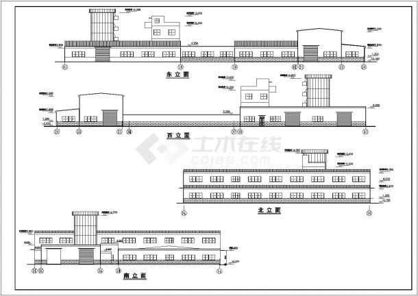 某市混凝土主车间跨框架结构建筑结构CAD设计施工图-图二
