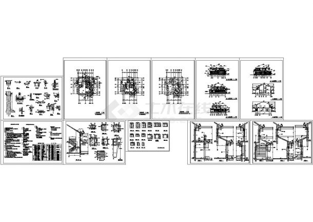 某333㎡三层东南亚风格别墅建筑设计图纸（含设计说明）-图一