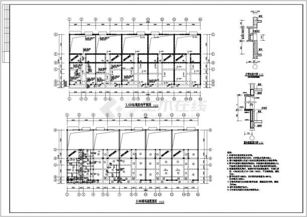 某地连体别墅结构建筑结构CAD设计施工图-图一