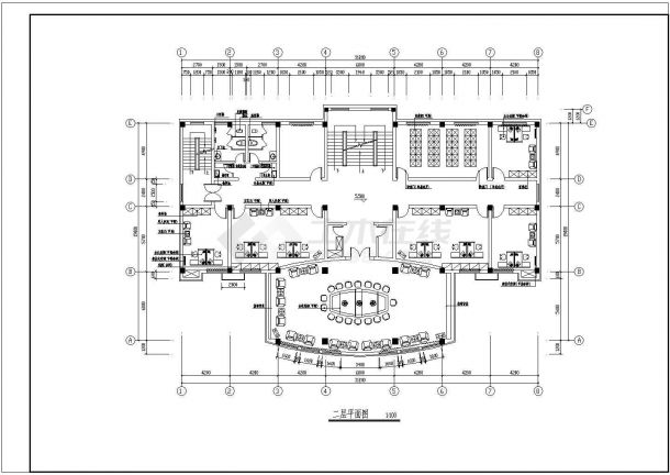 某公司办公楼室内装修cad平立面施工设计详图-图二