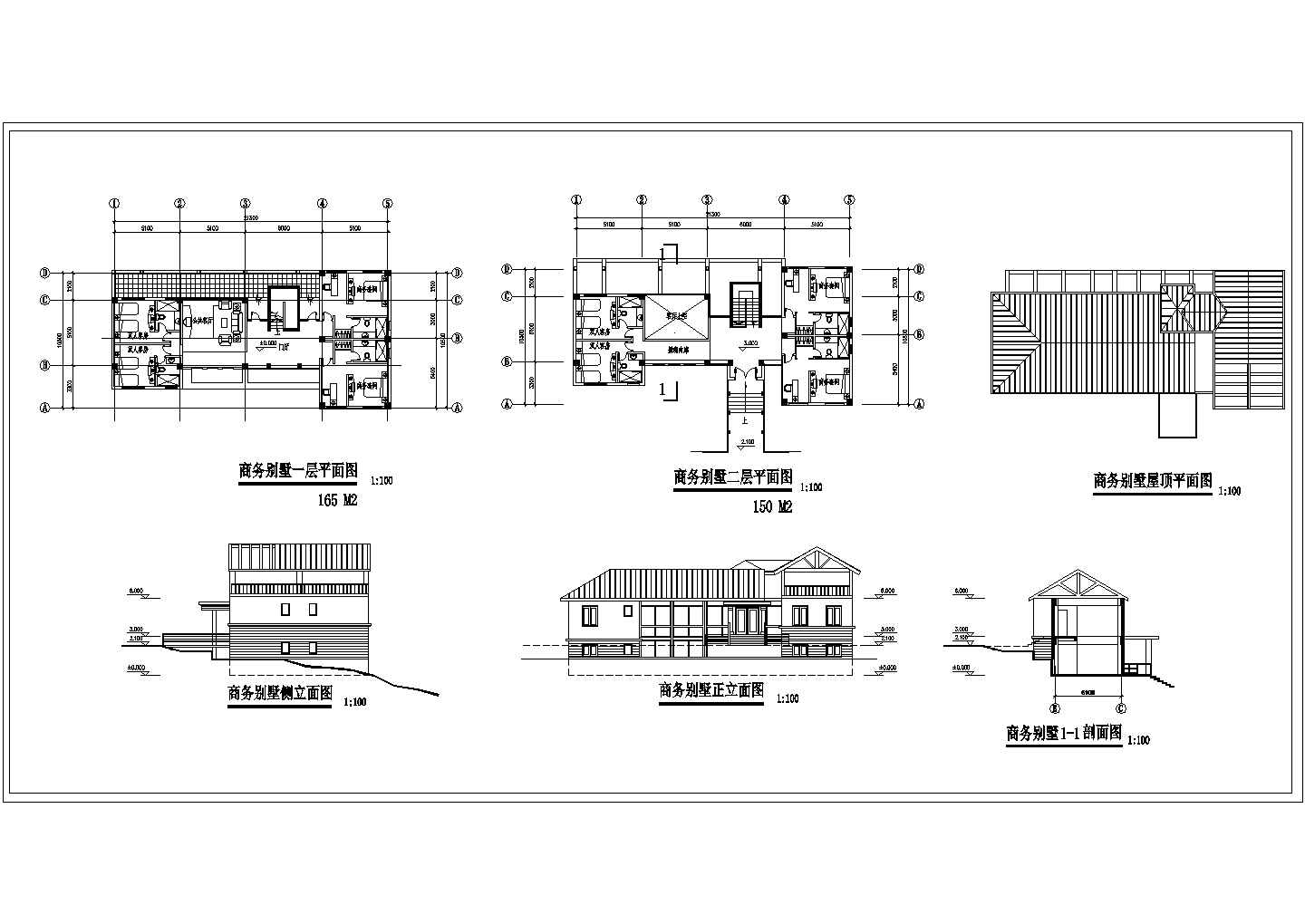 长21.3米 宽10.5米 2层315平米商务别墅建筑方案设计图