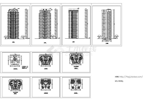 长23.6米 宽17.4米 -1+18+1跃层5800平米1LT2DT2户（4室2厅）点式住宅建筑设计图-图二