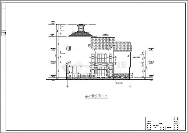 [廊坊]某三层别墅建筑施工设计图-图二