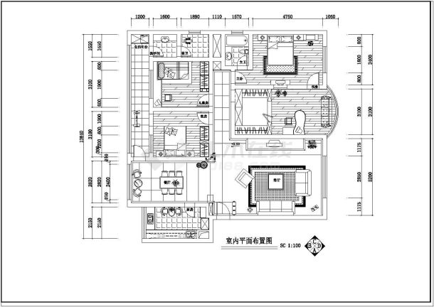 四室两厅大户型豪华室内装修cad设计施工详情图-图二