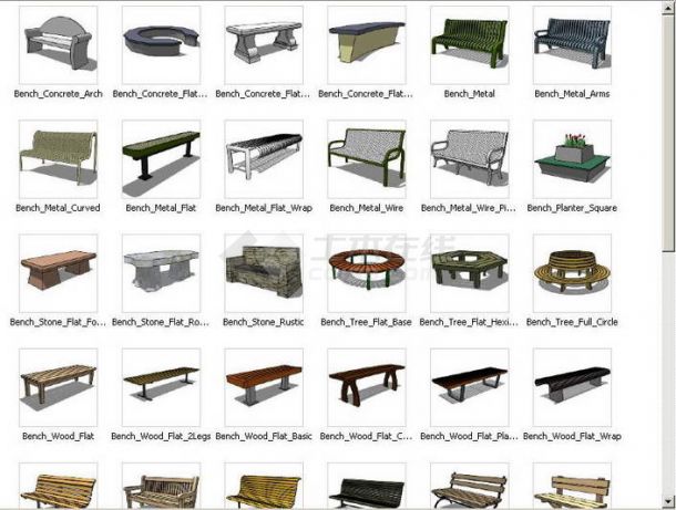 sketchup园林坐凳三维模型——53个-图一