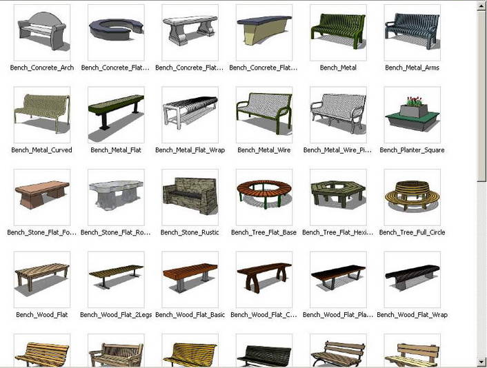 sketchup园林坐凳三维模型——53个