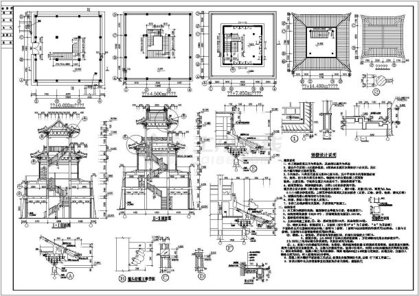 某古代建筑—城楼CAD设计施工图纸 -图一