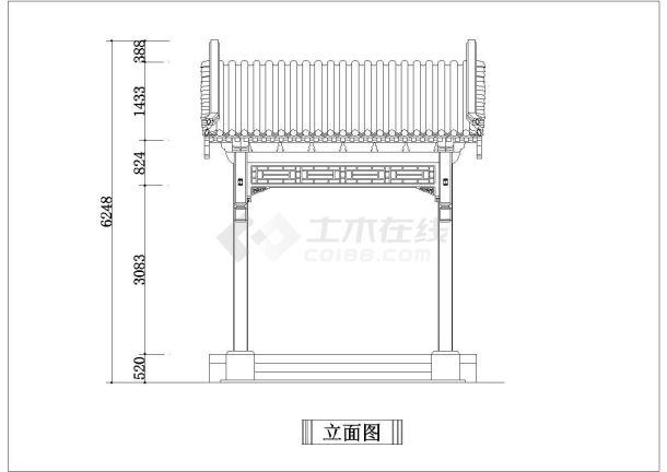 某古典建筑立面建筑CAD设计图纸-图二