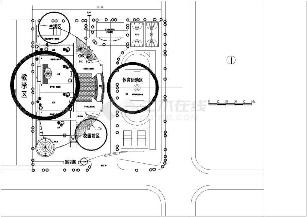 某小学平剖面建筑cad图（节点详细）-图一