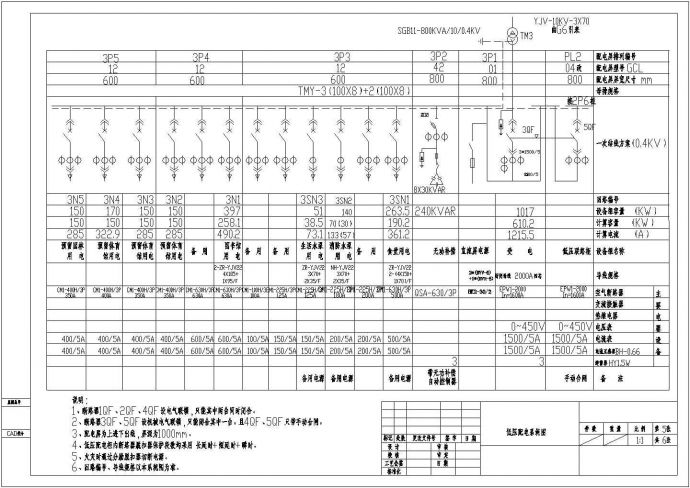 某学校系统图及接线设计方案全套CAD图纸_图1
