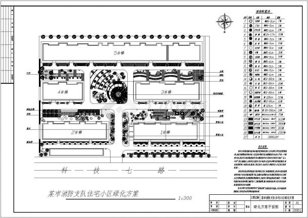 某市消防支队住宅小区绿化方案-图一