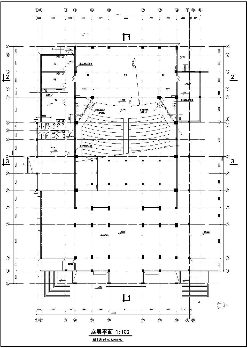 某报告厅的CAD建筑设计方案图纸