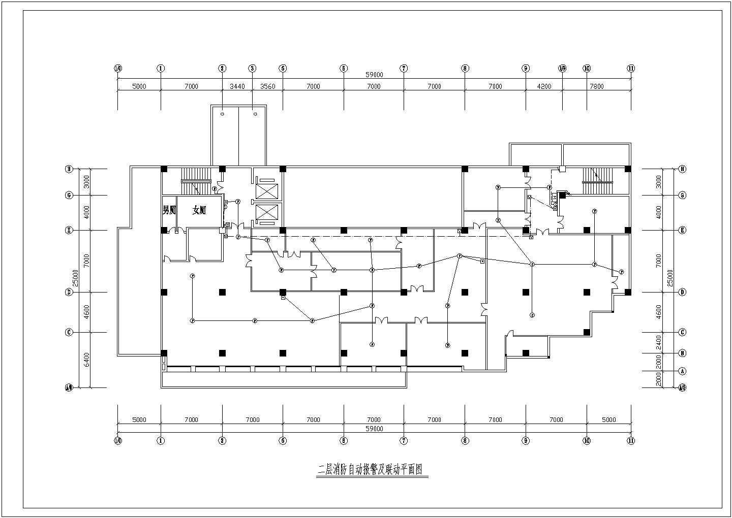 八层消防自动报警及联动设计方案全套CAD图纸