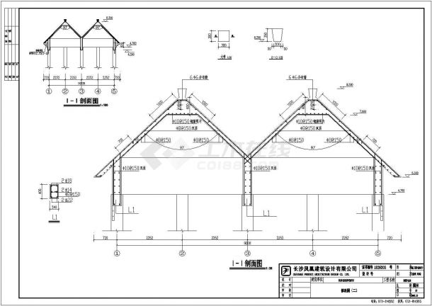 两间联体复古式六角亭建筑结构施工图-图二