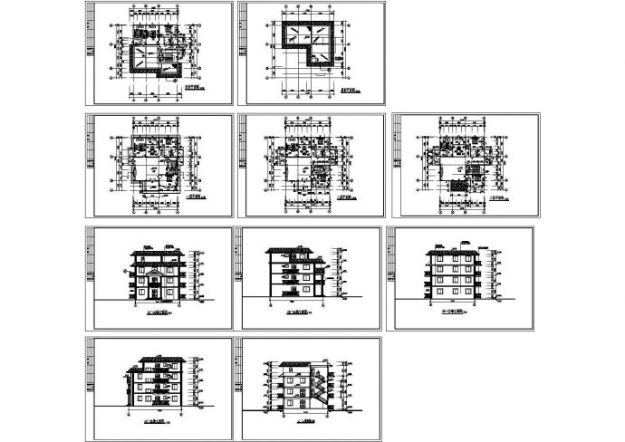 8套地中海风格别墅建筑施工cad图纸_图1