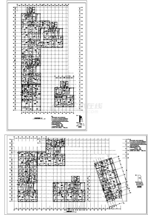 高层办公楼建筑框架结构设计施工图纸-图二