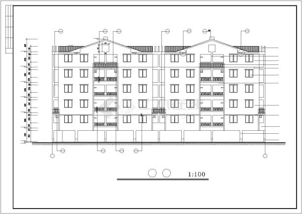 大学生宿舍公寓建筑设计cad施工平面图-图二