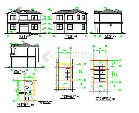 砖混结构别墅结构施工图（含建筑施工图）-图二