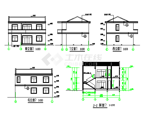 二层砖混结构别墅结构施工图（6度抗震）-图一