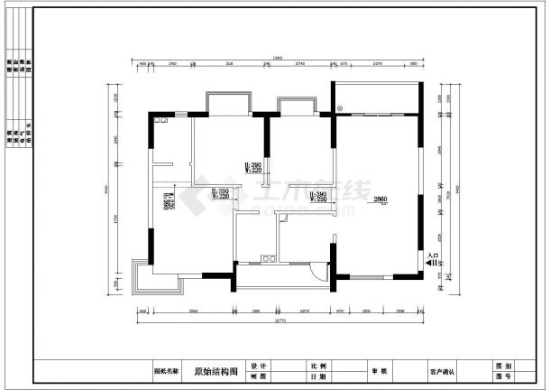 现代（三房）施工及设计方案全套CAD图纸-图一