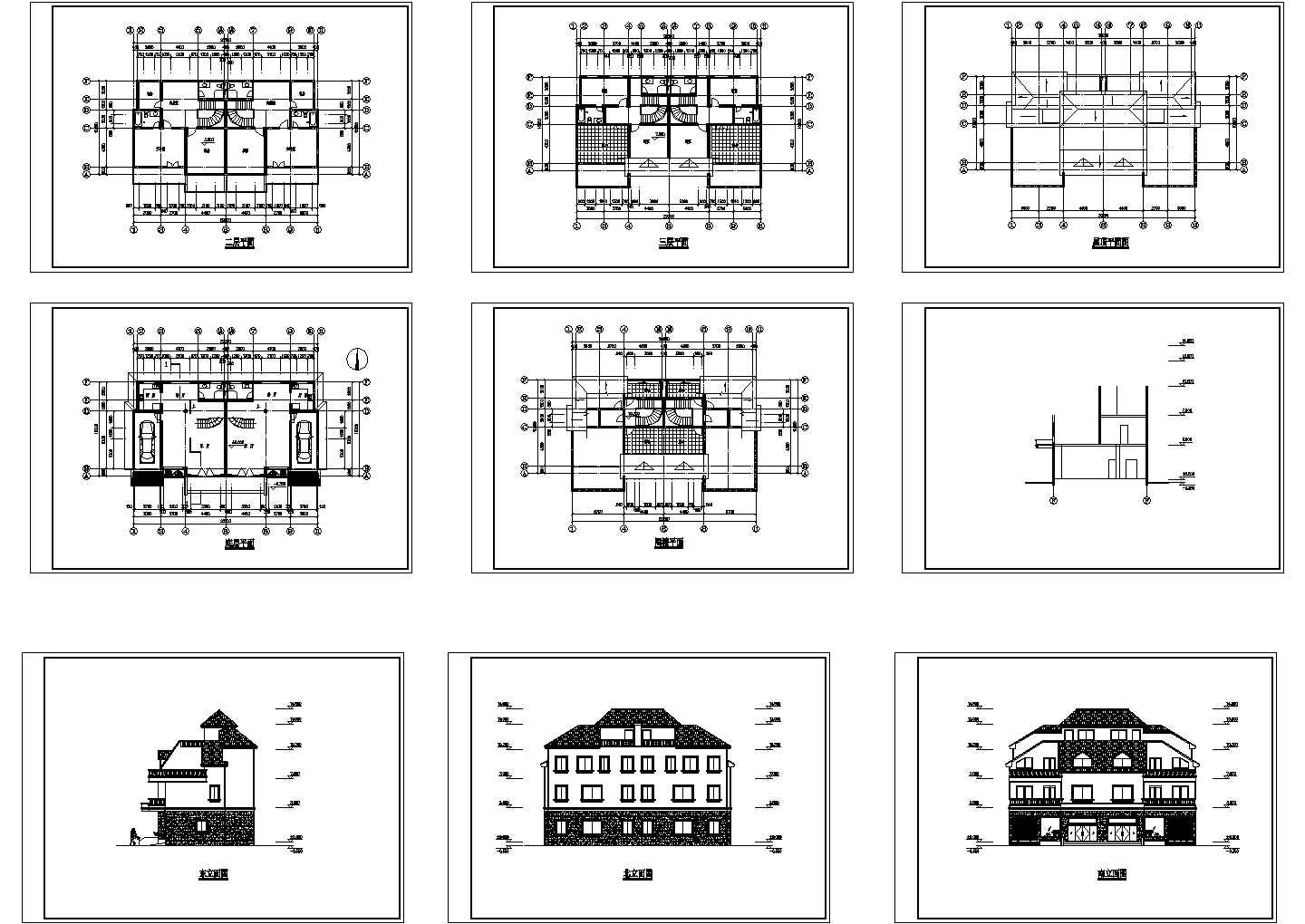 某地农村私人联排别墅设计方案施工图纸