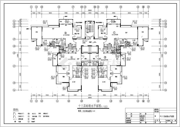 某地十五层住宅楼建筑给排水设计图-图一