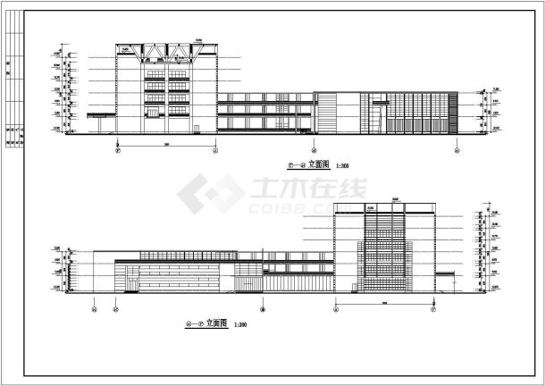 某地农业大学人文馆社科楼建筑cad图纸-图二