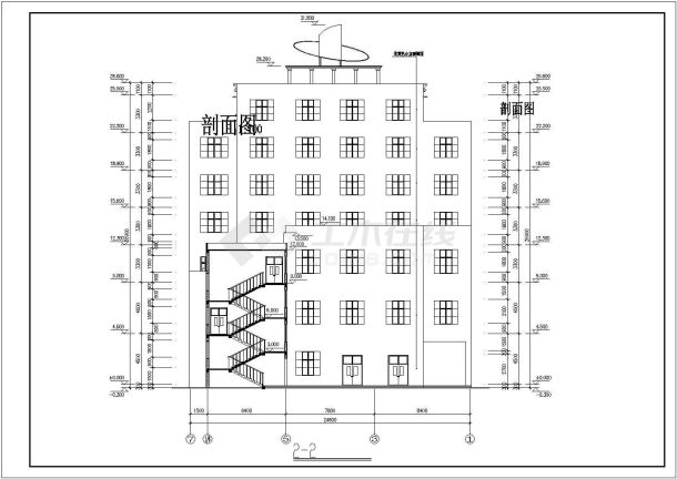 某新华书店综合楼建筑设计CAD施工图-图二