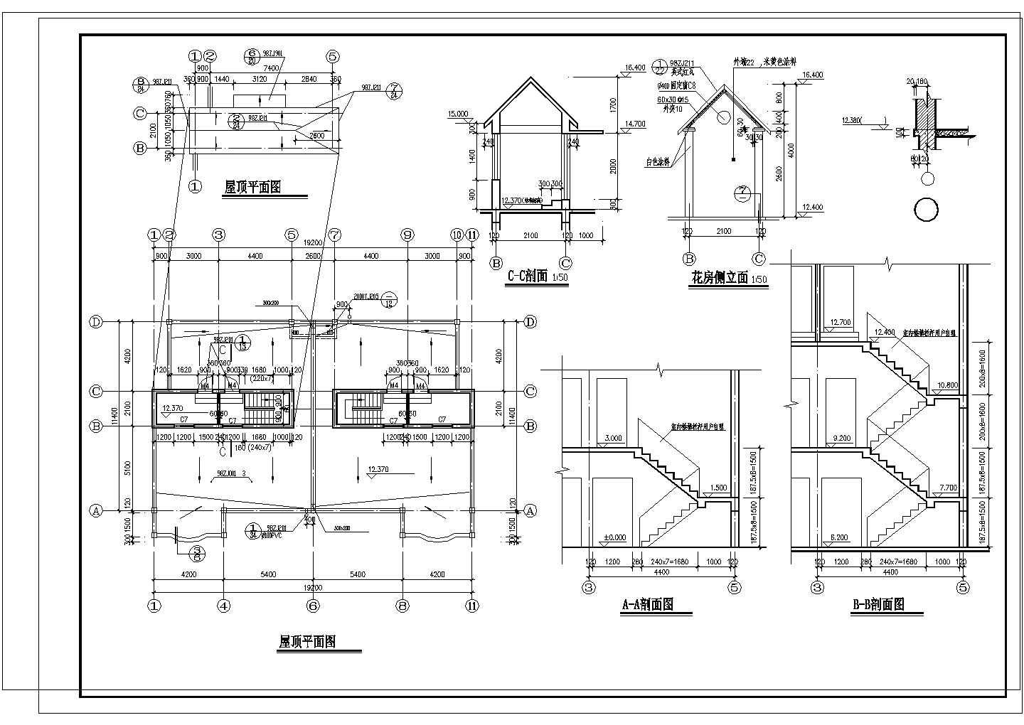 小型四层别墅建筑施工图