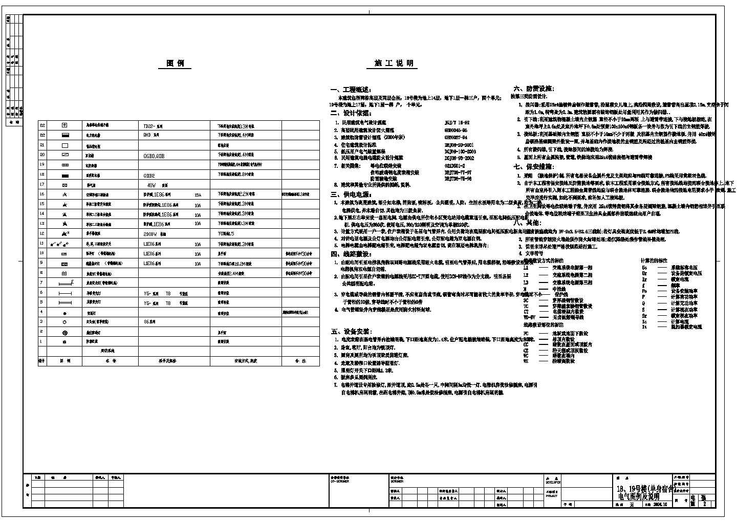 高层住宅全套电气设计CAD施工图