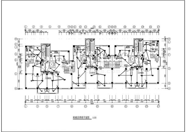 高层住宅楼电气cad施工平面图纸全套方案-图二