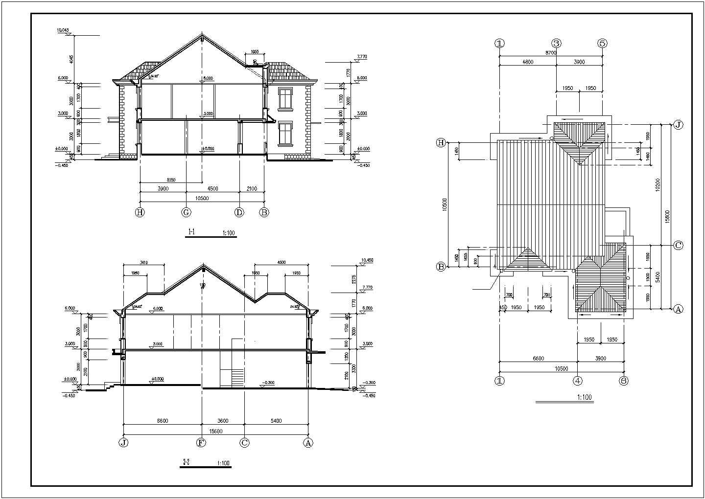 比较简单的别墅全套建筑施工图