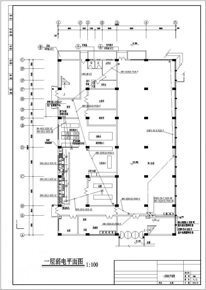某电缆厂食堂全套具体电气设计施工CAD图_图1