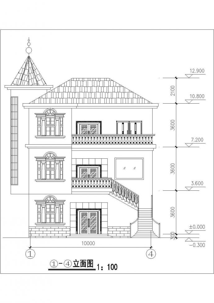 农村别墅的豪华建筑的CAD设计图纸 _图1