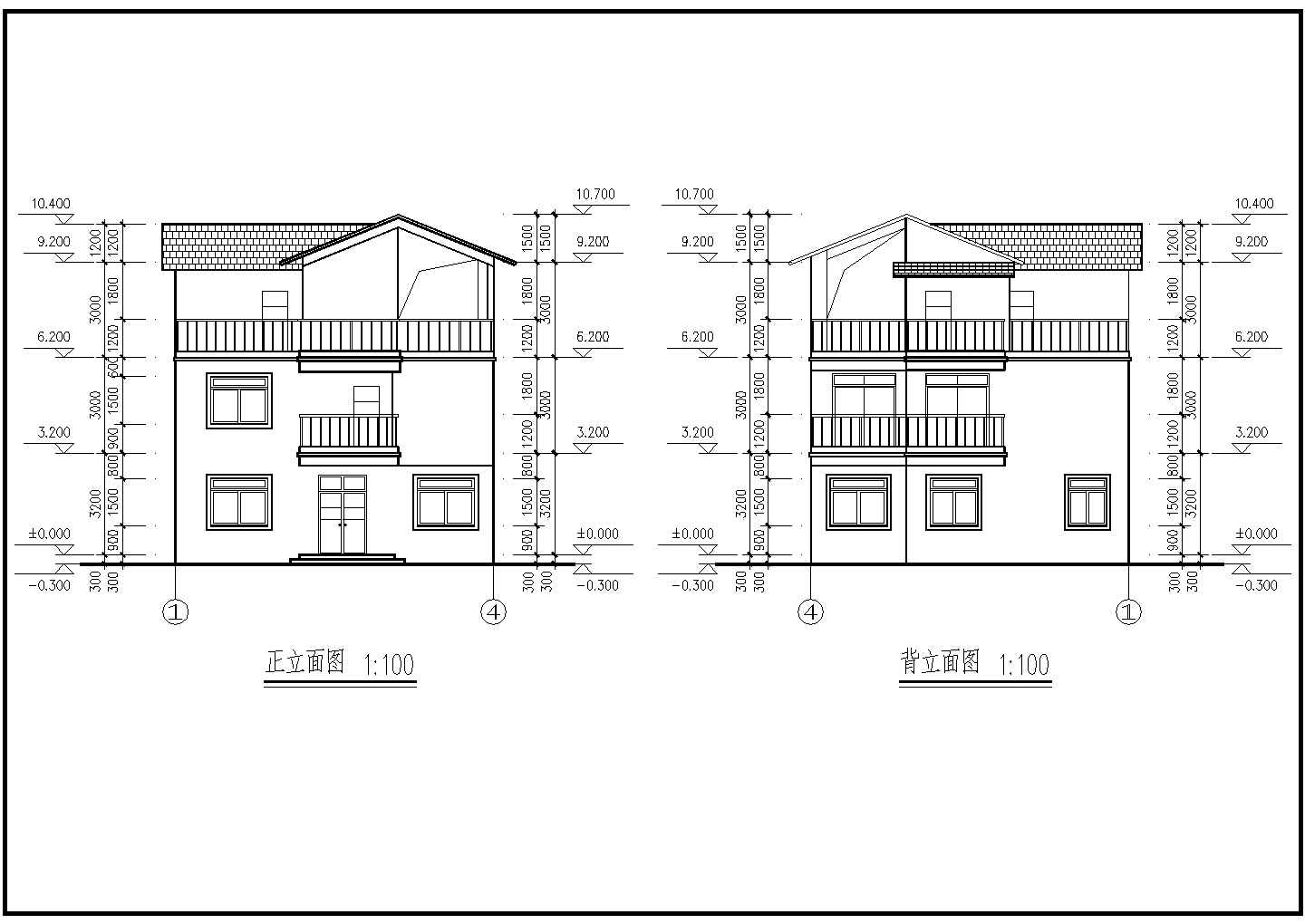 某框架带坡屋顶别墅建筑结构施工图