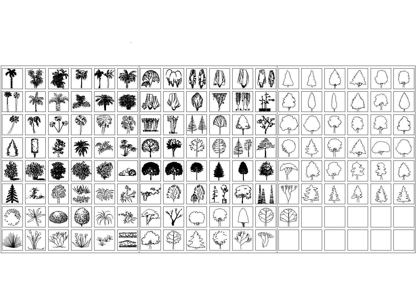 某CAD常用图块-植物立面图