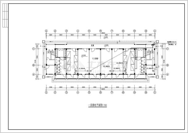 某地区中学学生宿舍楼电气CAD图-图一