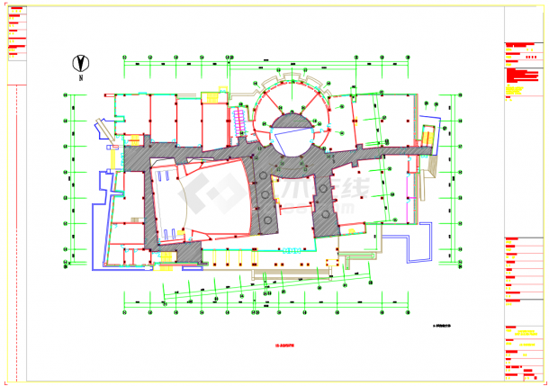 某大学图书馆内部装修设计施工CAD图-图二