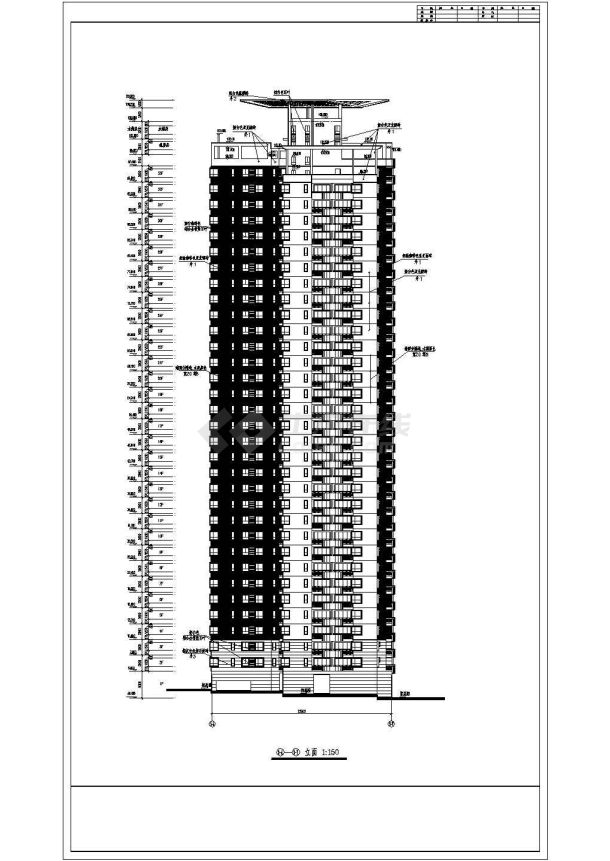 36层高层住宅建筑设计cad立面平面方案施工图纸-图二