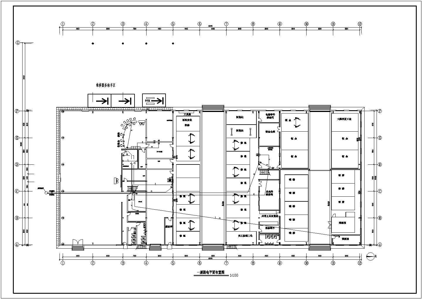 奔驰汽车4S分店 建筑施工全套方案cad设计图纸