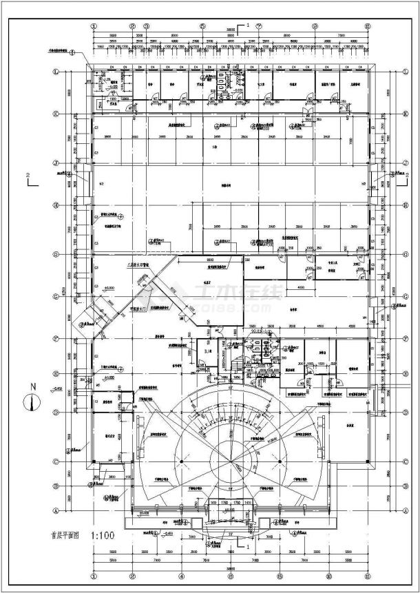 北京奔驰汽车销售中心建筑施工CAD设计图纸-图二