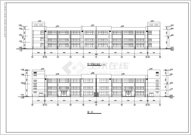 某城镇二层厂房建筑设计方案CAD图-图一