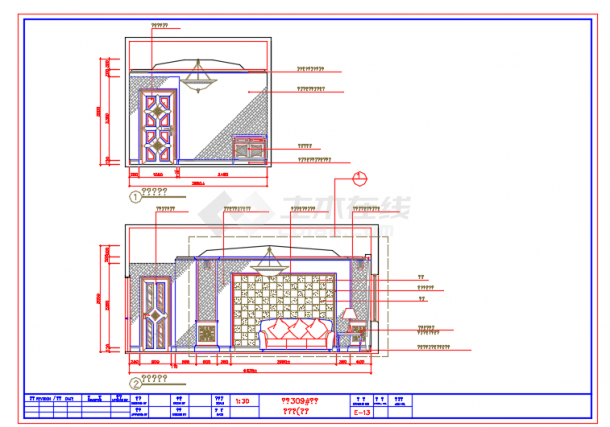 某地豪华酒楼包间装修设计施工CAD图-图二